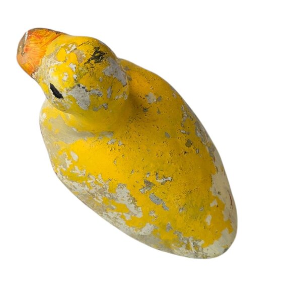 Vintage Yellow Duck Figurine Rustic Patina Paint Chipping Farmhouse Decor - Picture 3 of 16